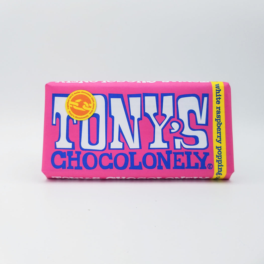 Tony's White Chocolate Raspberry Popping 180g